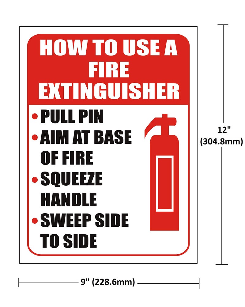 eSplanade How to use Fire Extinguisher Sign Sticker Decal - Easy to Mount Weather Resistant Long Lasting Ink (Size 12"x9") - Image 2
